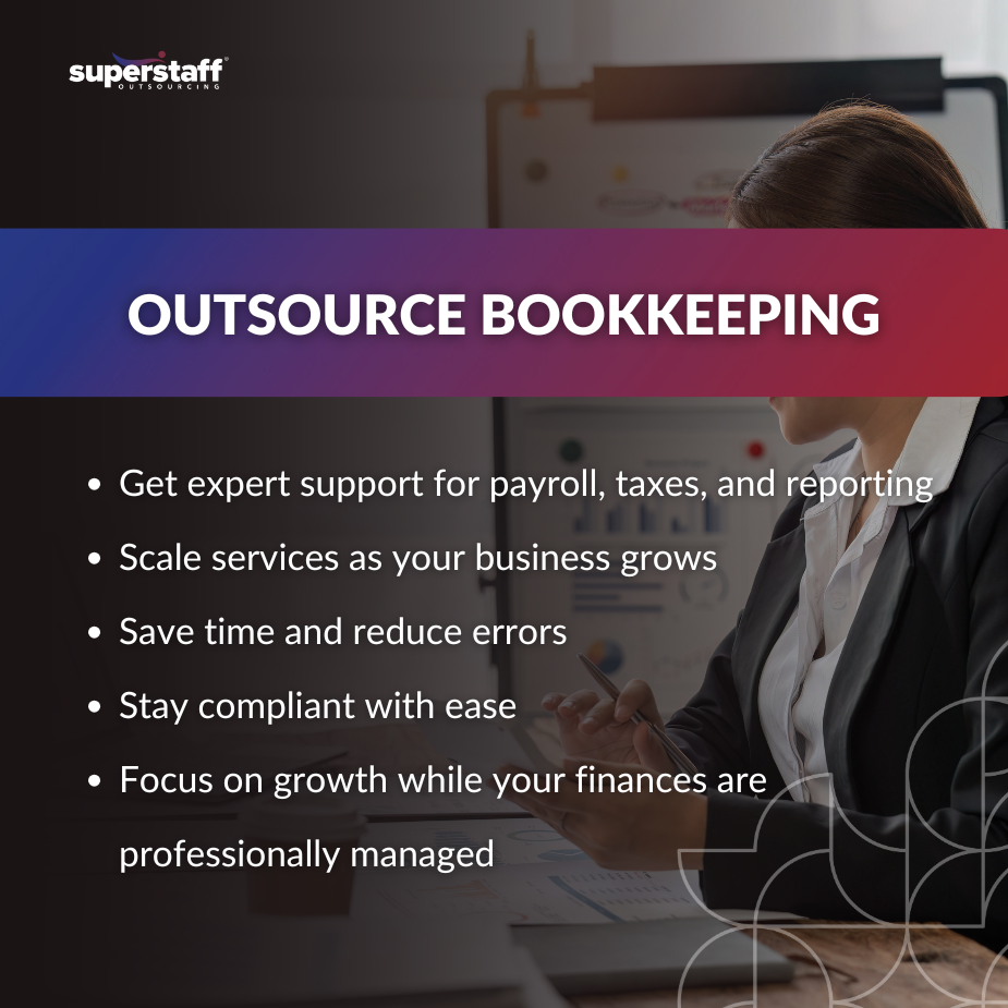 Small business owner saving time and money by choosing to outsource bookkeeping tasks.