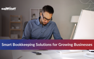 Small business owner saving time and money by choosing to outsource bookkeeping tasks.