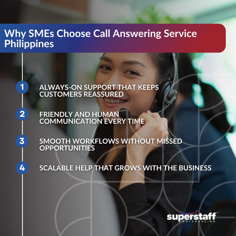 Call answering service Philippines representative with headset providing SME customer support