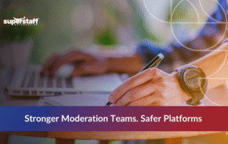 Content moderator working as part of content moderating outsourcing team