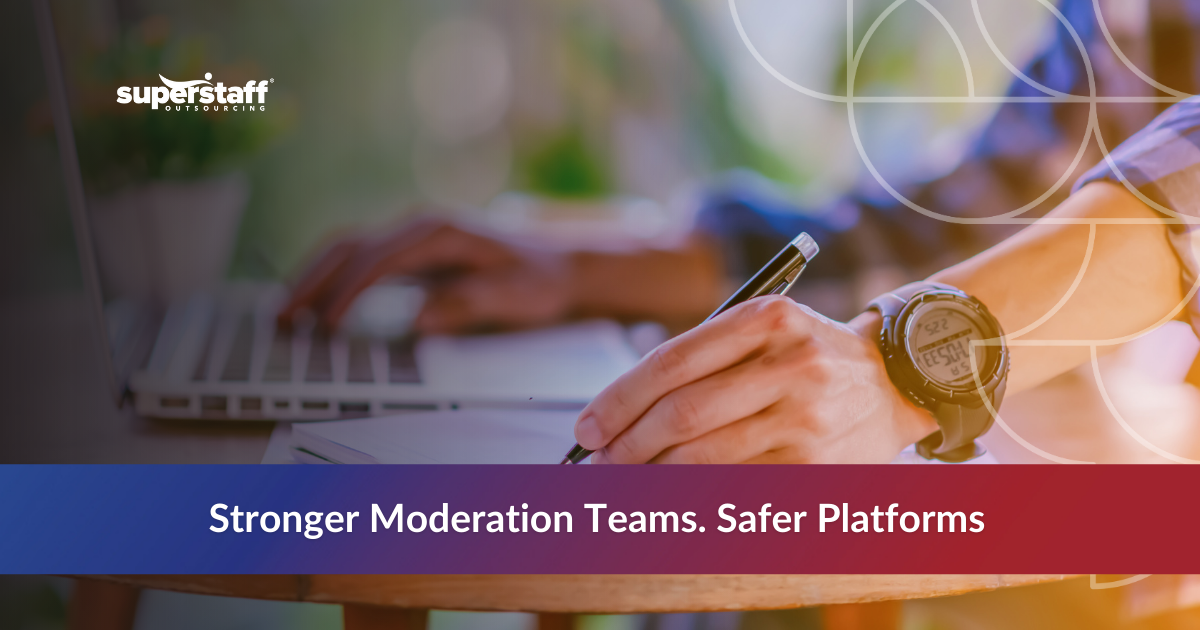 Content moderator working as part of content moderating outsourcing team