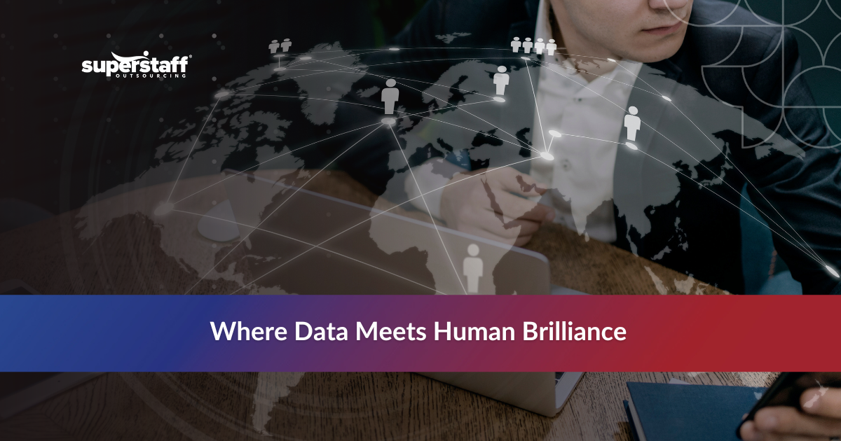 Data entry outsourcing Philippines professional working with global network connectivity overlay