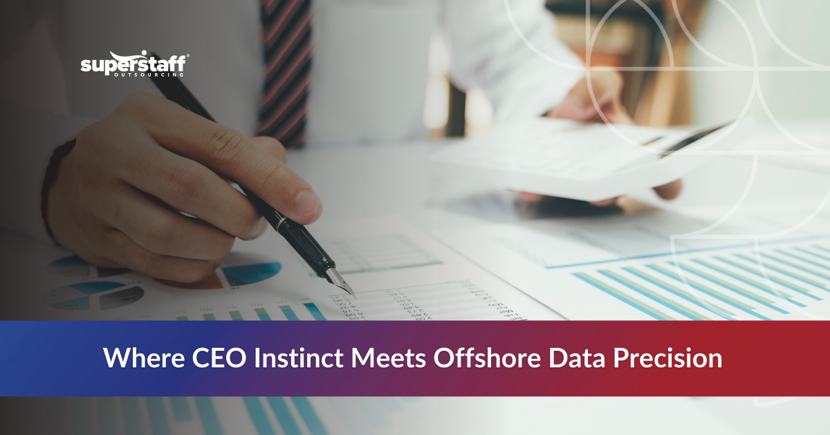 Business professionals performing financial data analysis with charts and documents on desk