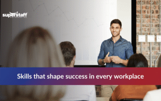 Group of people discussing key workforce skills employers value today, including communication, adaptability, and teamwork.