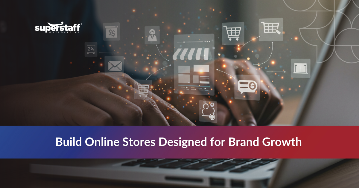 Custom ecommerce development services benefits with shoppers using branded online store platform