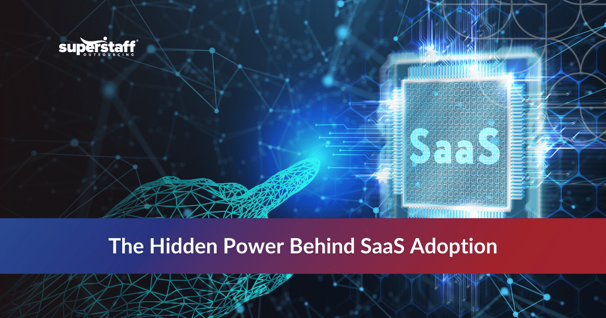 Digital hand presenting SaaS customer relationship management technology with glowing circuit connections