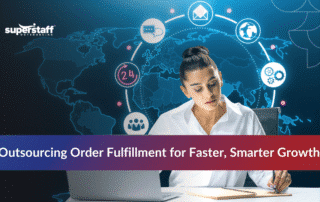 Warehouse team handling outsourcing order fulfillment to speed up deliveries.