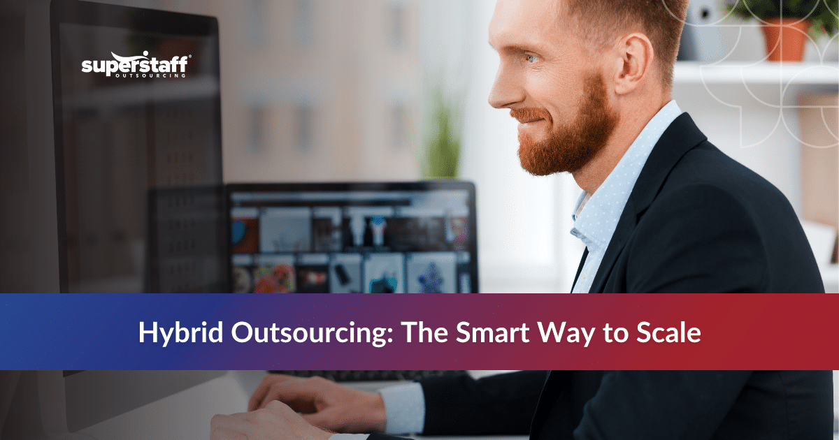 Offshore vs nearshore outsourcing shown by a call center agent working remotely