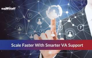 Business professional selecting talent through outsourcing virtual assistant services network interface