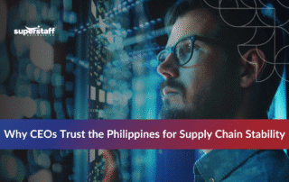 CEO reviewing supply chain outsourcing strategy for global operations