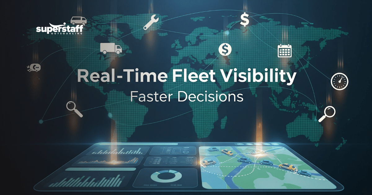 Outsourced fleet management dashboard showing real-time fleet visibility