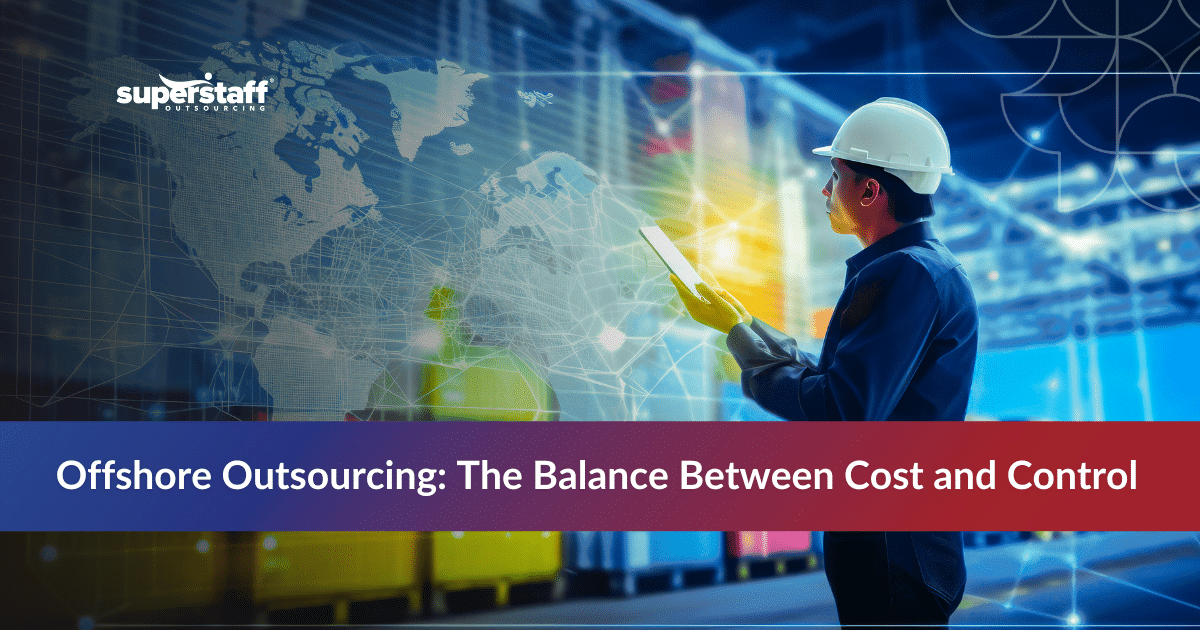 _Offshore Outsourcing_Featured Pros and cons comparison chart showing benefits and challenges of offshore outsourcing with global map
